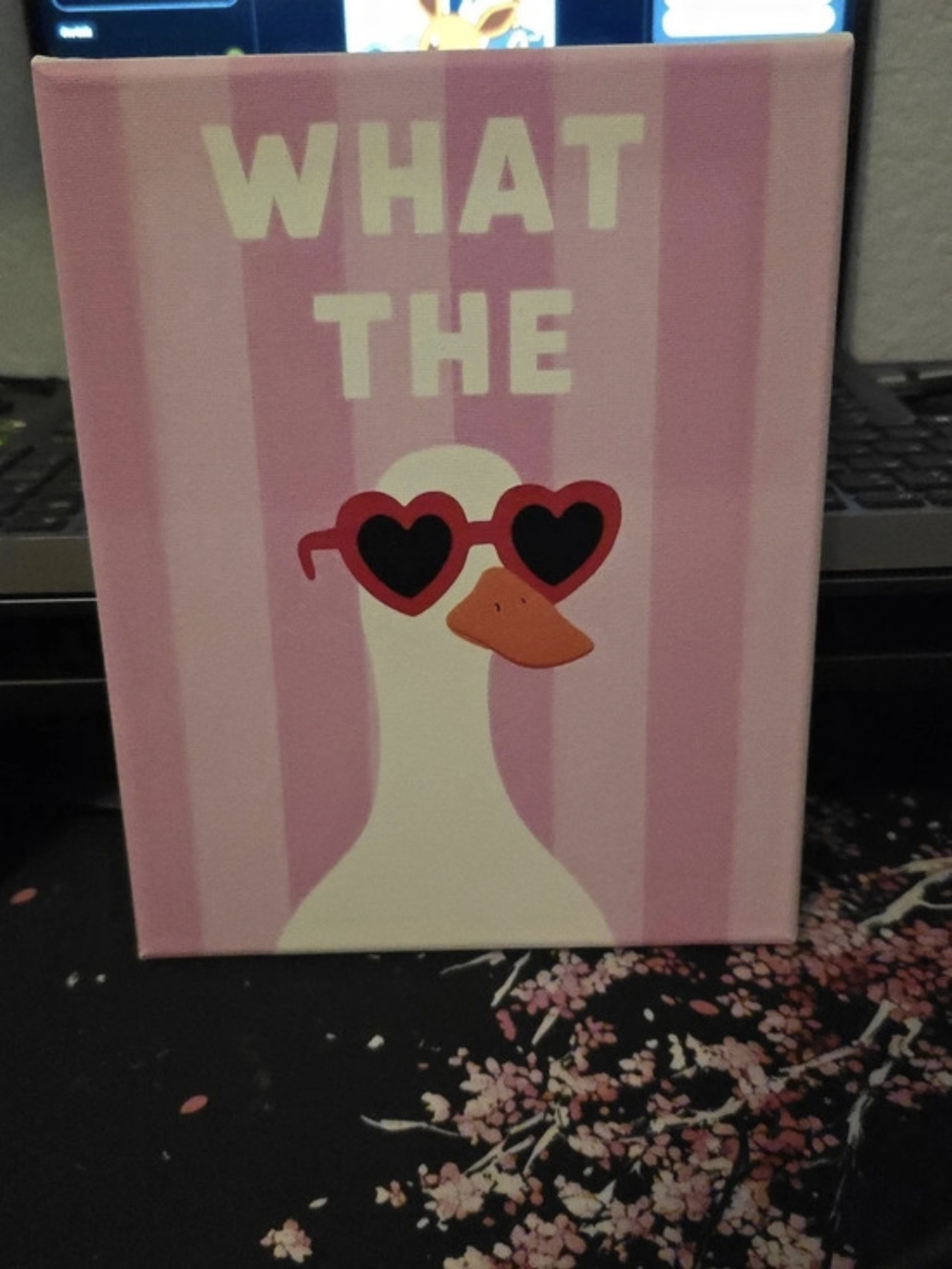8x10 What The Duck Pink & White Duck Art Canvas